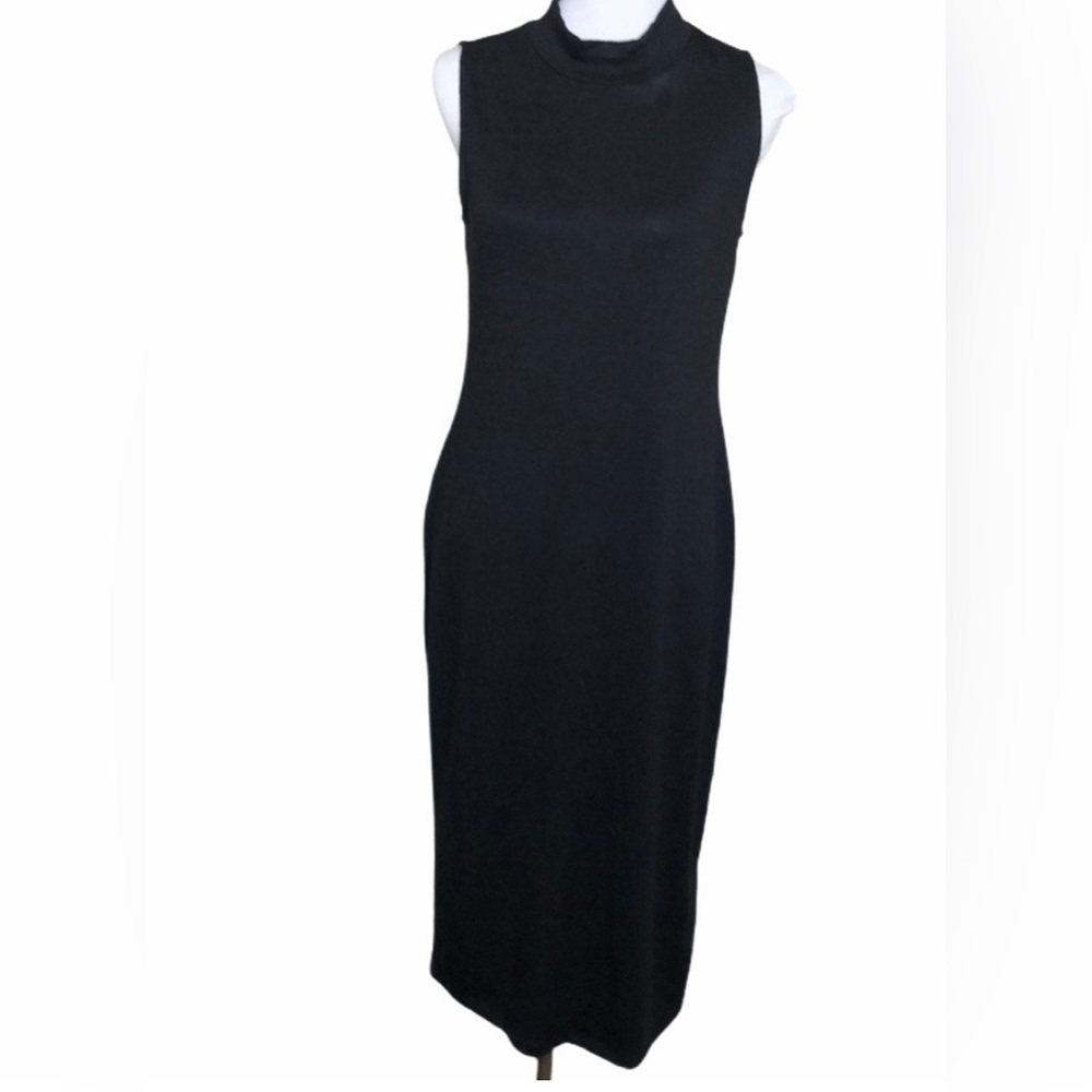 Goldray Honor Knit Elegant Black Sleeveless Dress